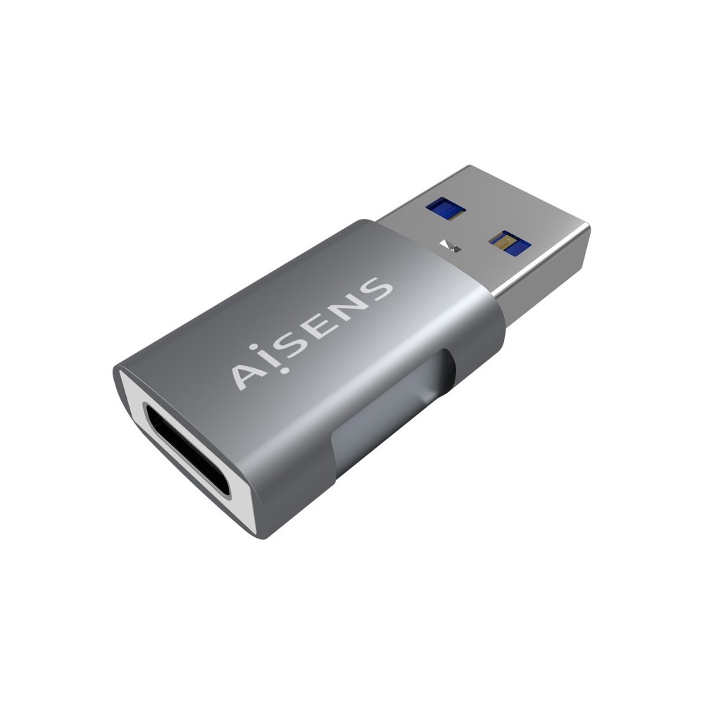 AISENS Mini Adaptador USB 3.2 GEN2 10G 3A, Tipo USB-CH-AM, Gris