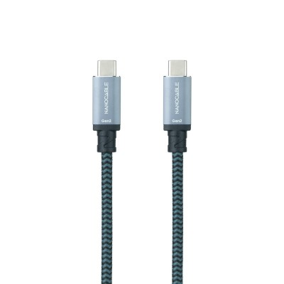 Nanocable Cable USB 3.1 Gen2 10Gbps 5A, 4K60Hz, USB-CM-USB-CM, GrisNegro, 1 m