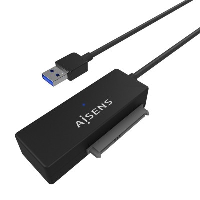 AISENS Adaptador ASE-35A01B SATA a USB-A USB 3.0USB3.1 GEN1 para Discos Duros 2.5″ y 3.5″ con Alimentador, Negro