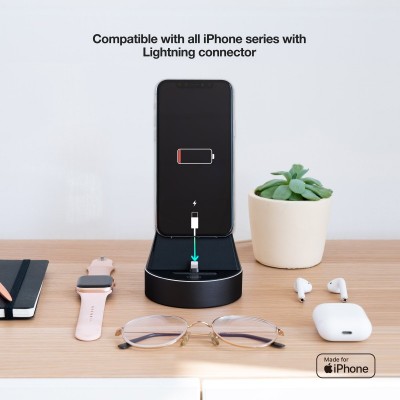 TooQ Base de Carga para Apple Watch y iPhone, Negro