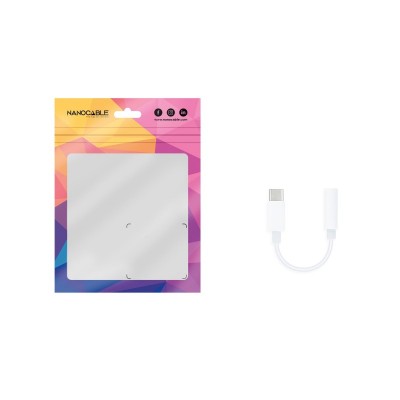 Nanocable Cable Adaptador Audio USB-CM a Jack 3.5H, 11 cm, Blanco
