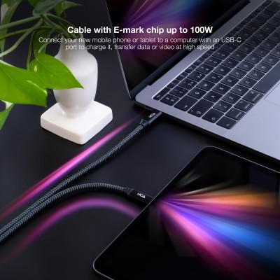 Nanocable Cable USB 3.2 Gen2x2 20Gbps 5A100W 4K60Hz USB-CM-USB-CM, GrisNegro, 2 m