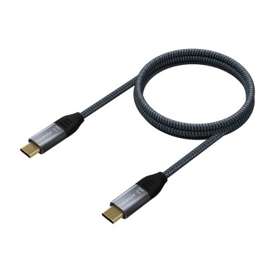 AISENS Cable USB 3.2 Gen2x2 Aluminio 20Gbps 8K@30Hz 5A 100W E-Mark, Tipo USB-CM-USB-CM, Gris, 0.6 m