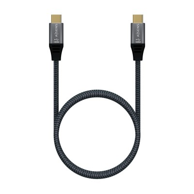 AISENS Cable USB 3.2 Gen2x2 Aluminio 20Gbps 8K@30Hz 5A 100W E-Mark, Tipo USB-CM-USB-CM, Gris, 0.6 m
