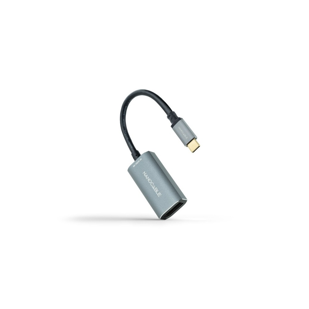 Nanocable Conversor USB-C a DisplayPort 8K Aluminio, 15 cm, Gris