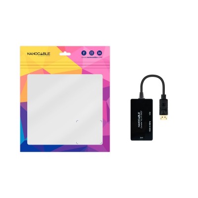Nanocable Conversor DISPLAYPORT a HDMIDVIVGA, 20 cm, Negro