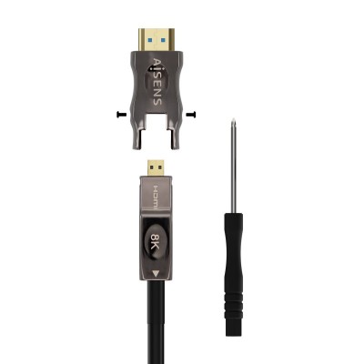 AISENS Cable Hdmi V2.1 AOC Desmontable Ultra Alta Velocidad  Hec 8K@60Hz 4K@120Hz 4:4:4 48Gbps, AM-DAM, Negro, 20M