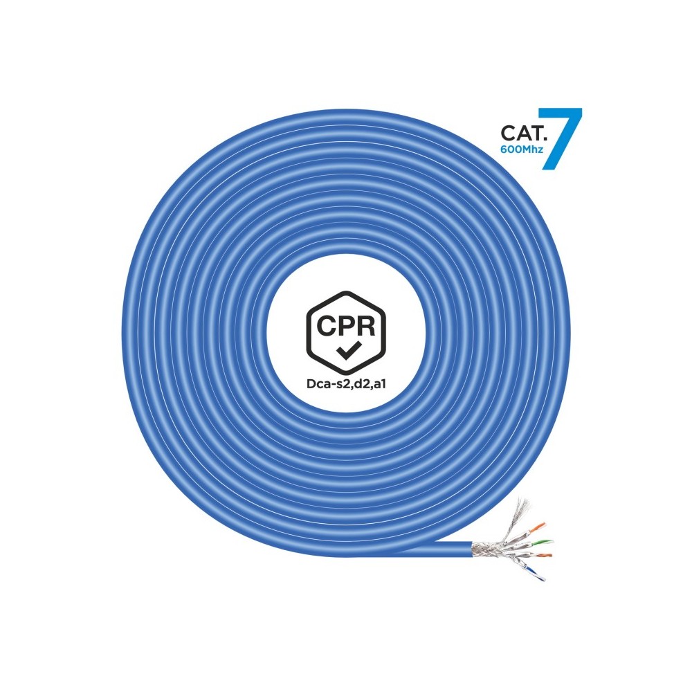 AISENS Cable de Red RJ45 LSZH CPR Dca CAT.7 600 MHZ SFTP AWG23, Azul, 100 m