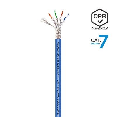 AISENS Cable de Red RJ45 LSZH CPR Dca CAT.7 600 MHZ SFTP AWG23, Azul, 100 m