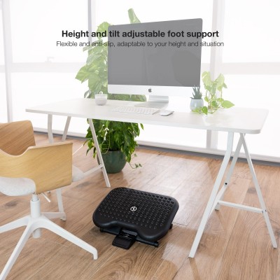 TooQ Reposapiés Ajustable en Altura e Inclinación, Negro