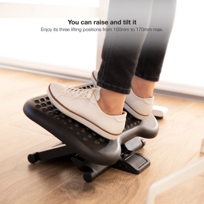 TooQ Reposapiés Ajustable en Altura e Inclinación, Negro