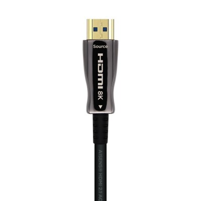 AISENS Cable HDMI V2.1 AOC Ultra Alta Velocidad  HEC 8k@60Hz 4k@120Hz 4:4:4 48Gbps, AM-AM, Negro, 20m
