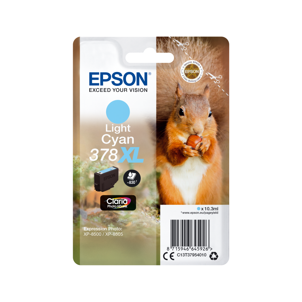 Epson Squirrel Singlepack Light Cyan 378XL Claria Photo HD Ink