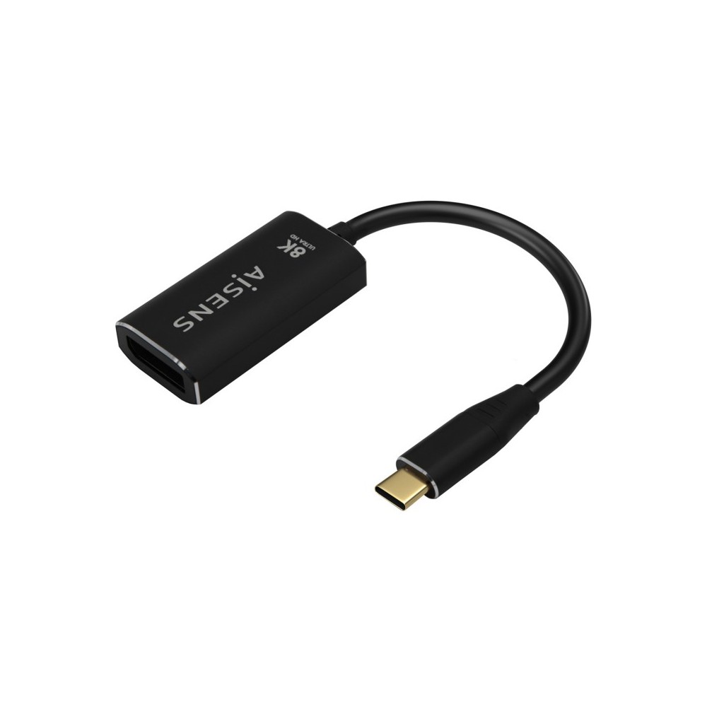 AISENS Conversor Aluminio USB-C a Displayport 8K@60Hz, USB-CM-DPH, Negro, 15cm