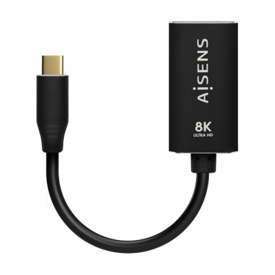 AISENS Conversor Aluminio USB-C a Displayport 8K@60Hz, USB-CM-DPH, Negro, 15cm