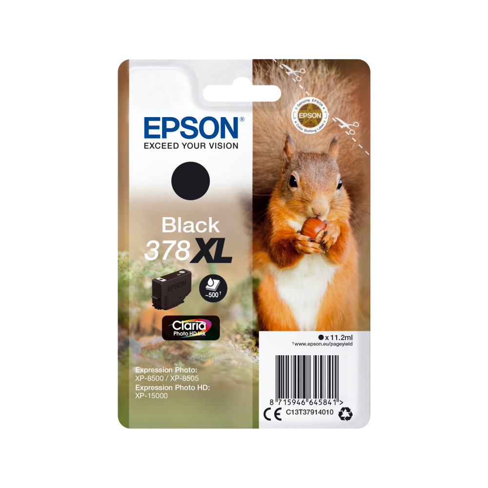 Epson Squirrel Singlepack Black 378XL Claria Photo HD Ink