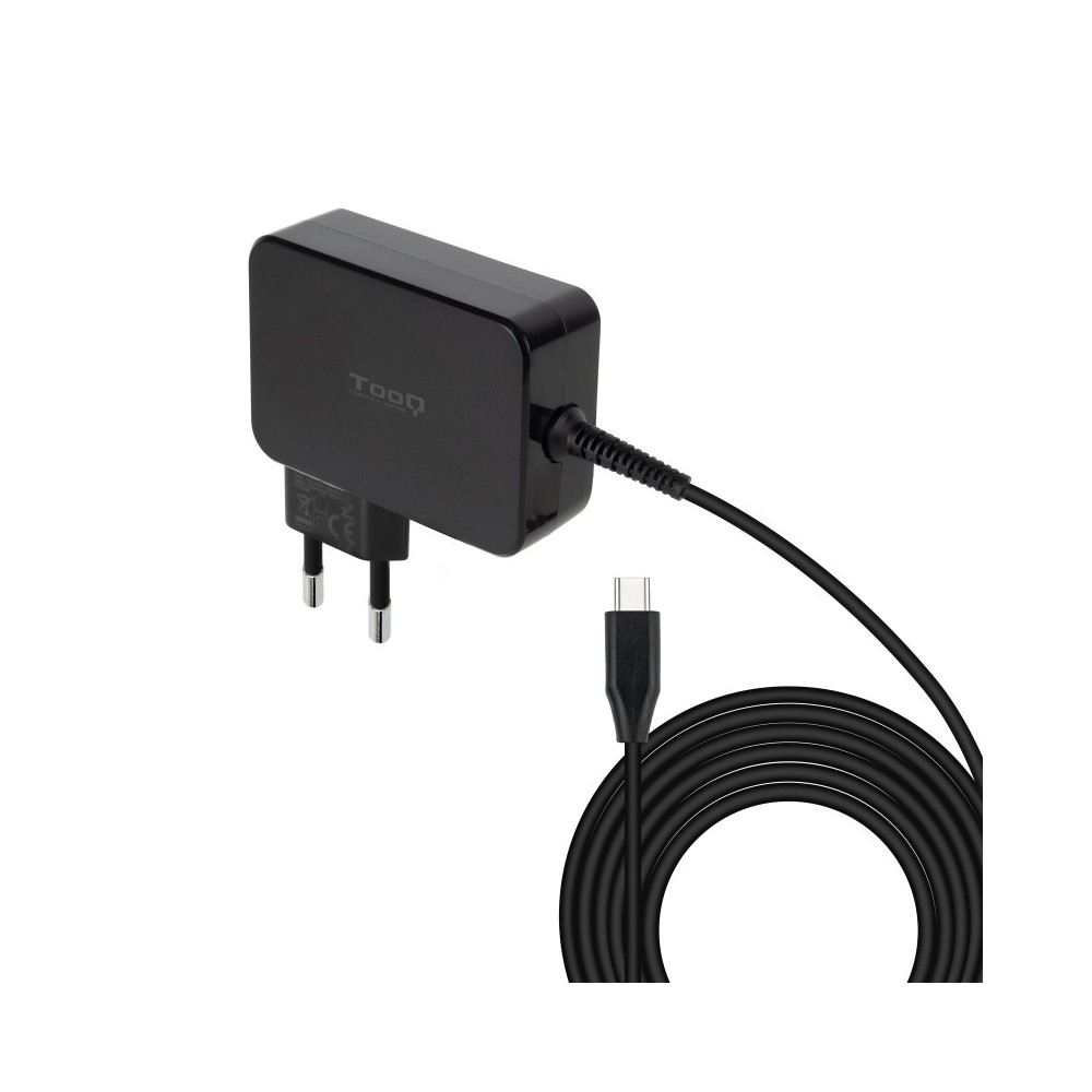 TooQ Cargador de portátil GAN USB-C PD3.0 90W, Negro