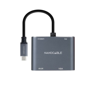 Nanocable Conversor USB-C a HDMIVGAUSB3.0PD 15 cm, Gris