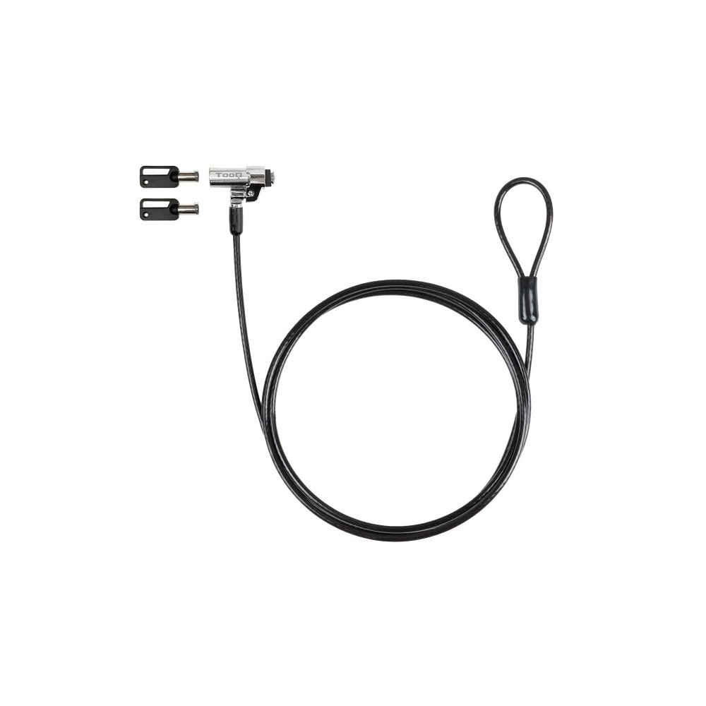TooQ Cable de Seguridad Tipo NANO con Llave para Portátiles 1.5 metros, Gris Oscuro