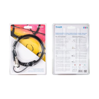 TooQ Cable de Seguridad Tipo NANO con Llave para Portátiles 1.5 metros, Gris Oscuro