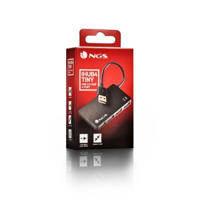 NGS IHUB4 TINY USB 2.0 480 Mbits Negro