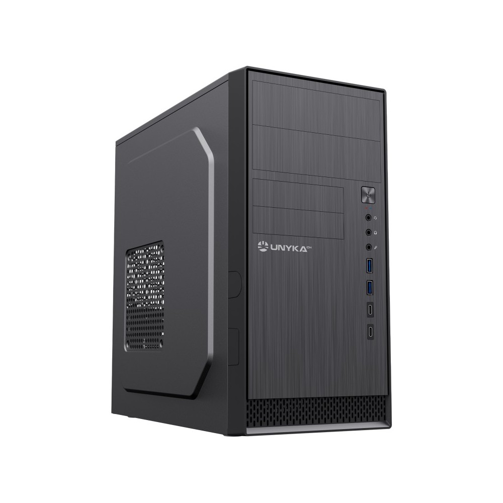 UNYKAch Caja Ordenador AERO C12 Micro ATX Negra, Con dos puertos USB 3.0 y dos puertos USB Type C 2.0