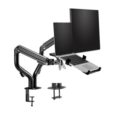 AISENS Soporte de Mesa Contrapeso Giratorio e Inclinable para Portatil y MonitorTV 8Kg de 17-32, Negro