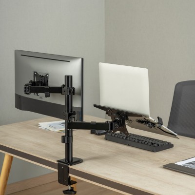 AISENS Soporte de Mesa Giratorio e Inclinable para Portatil y MonitorTV 9Kg de 17-32, Negro