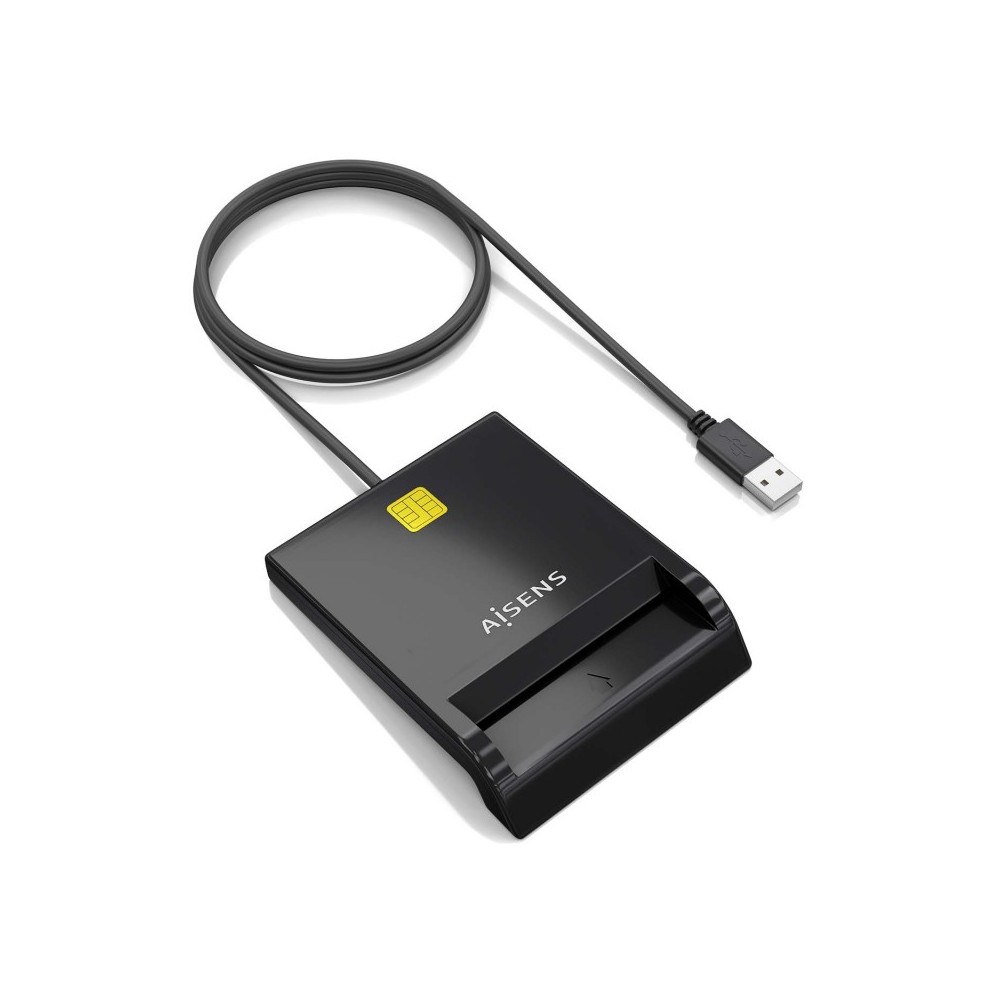 AISENS Lector de Tarjeta Inteligente DNI USB-C, Negro