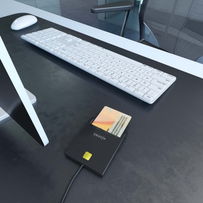 AISENS Lector de Tarjeta Inteligente DNI USB-C, Negro