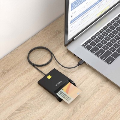 AISENS Lector de Tarjeta Inteligente DNI USB-C, Negro