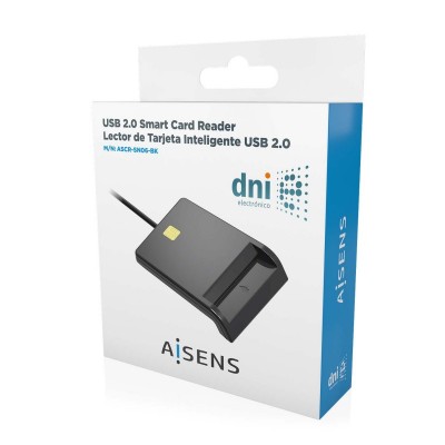 AISENS Lector de Tarjeta Inteligente DNI USB-C, Negro