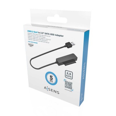 AISENS Adaptador SATA a USB-A USB3.0USB3.1 Gen1 para Discos Duros 2.5″, Negro