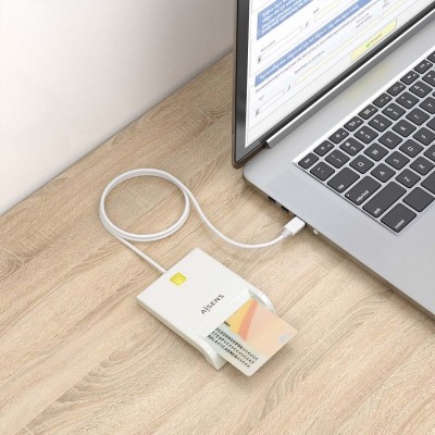 AISENS Lector de Tarjeta Inteligente DNI, Blanco