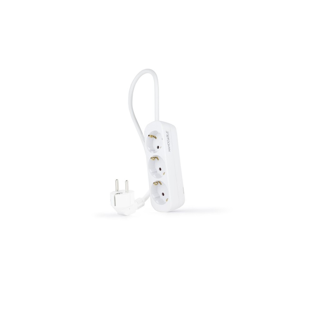 Nanocable Regleta de Enchufes con 3 Tomas, 1.4 m, Blanco