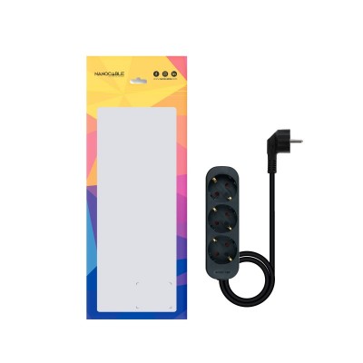 Nanocable Regleta de Enchufes con 3 Tomas, 1.4 m, Negro