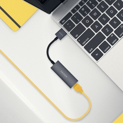 AISENS Conversor USB 3.0 A Ethernet Gigabit 101001000 Mbps, Gris, 15cm