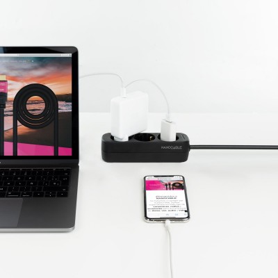 Nanocable Regleta de Enchufes con 3 Tomas, 1.4 m, Negro