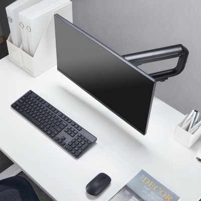 AISENS Soporte de Mesa ECO Contrapeso Giratorio e Inclinable para MonitorTV 8Kg (3 Pivotes, 1 Brazo) de 17-32, Negro