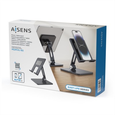 AISENS Soporte de Sobremesa Tamaño XXL Ajustable (2 Pivotes) para Movil  Tablet, Gris
