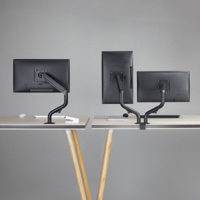 AISENS Soporte de Mesa ECO Contrapeso Giratorio e Inclinable para MonitorTV 8Kg (3 Pivotes, 2 Brazos) de 17-32, Negro