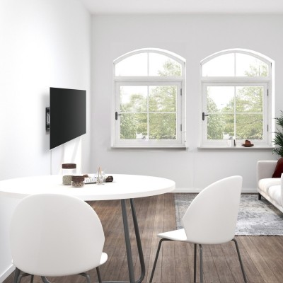 AISENS Soporte Pro Giratorio, Inclinable Y Nivelable Para Monitortv 50kg De 43-80, Negro