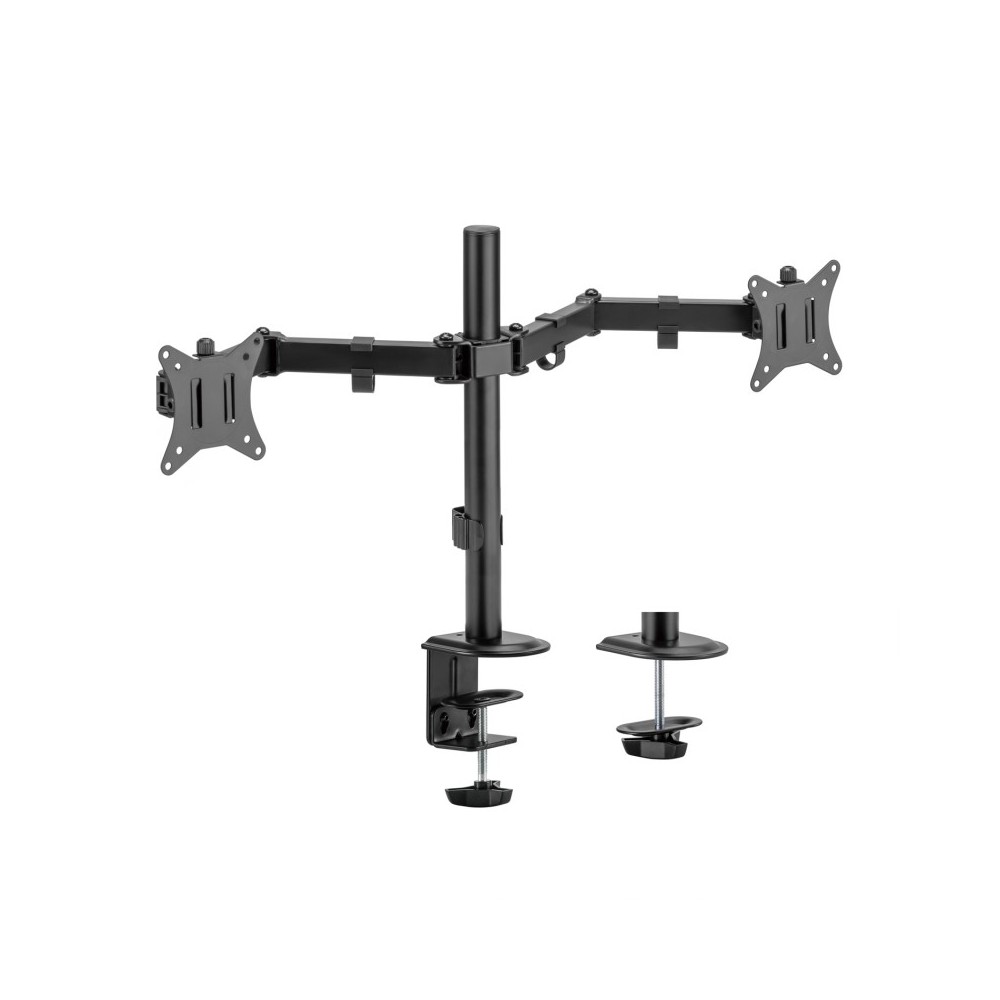 AISENS Soporte de Mesa ECO Giratorio e Inclinable para MonitorTV 9Kg (3 Pivotes, 2 Brazos) de 17-32, Negro