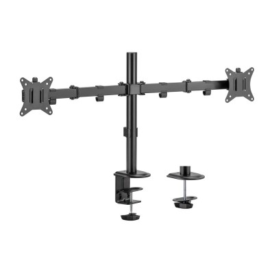 AISENS Soporte de Mesa ECO Giratorio e Inclinable para MonitorTV 9Kg (3 Pivotes, 2 Brazos) de 17-32, Negro