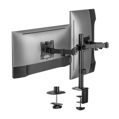 AISENS Soporte de Mesa ECO Giratorio e Inclinable para MonitorTV 9Kg (3 Pivotes, 2 Brazos) de 17-32, Negro