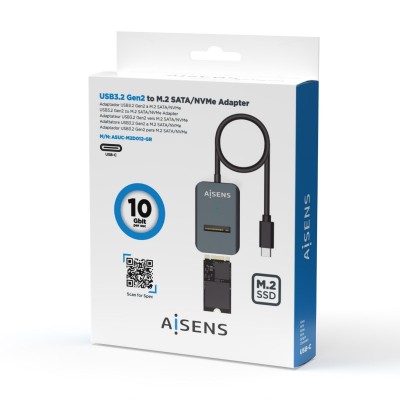 AISENS USB-C Dock M.2 (NGFF) ASUC-M2D012-GR SATANVMe A USB3.1 Gen2, Gris