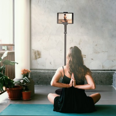 AISENS Soporte De Suelo Universal Ajustable (2 Pivotes) Para Tablet, Negro