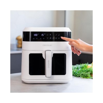 Cecotec Cecofry Experience Window White 6000 Sencillo 6 L Independiente 1300 W Freidora de aire caliente Negro, Blanco