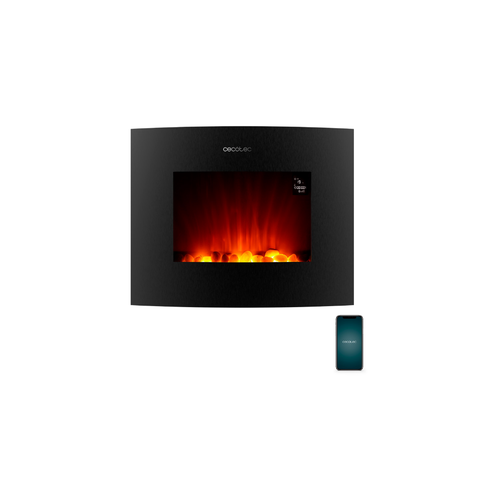 Cecotec ReadyWarm 2650 Curved Flames Connected Interior Chimenea eléctrica de pared Eléctrico Negro