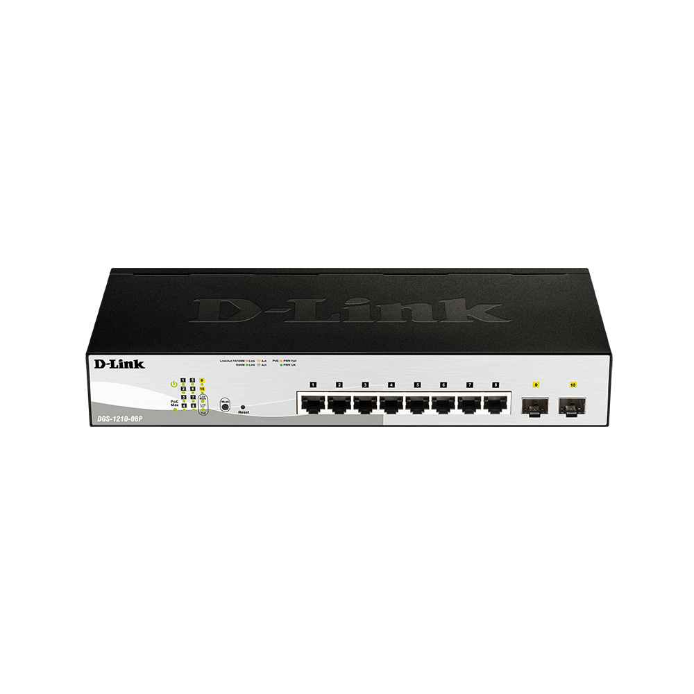 D-Link DGS-1210-08P Gestionado L2 Gigabit Ethernet (101001000) Energía sobre Ethernet (PoE) Negro